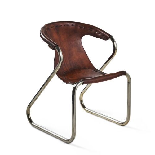 A Leather and Chrome Z Chair