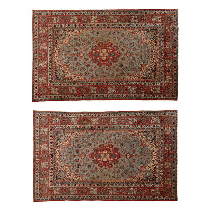 A Pair of Fine Hand-Woven Silk Persian Qum Rugs