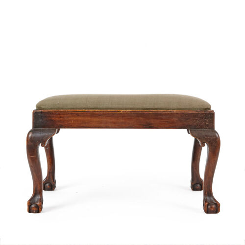 A Late-19th Century Chippendale Style Mahogany Stool with Claw and Ball Feet