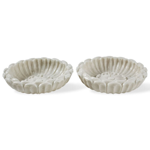 A Pair of Flower-Shaped Marble Bowls