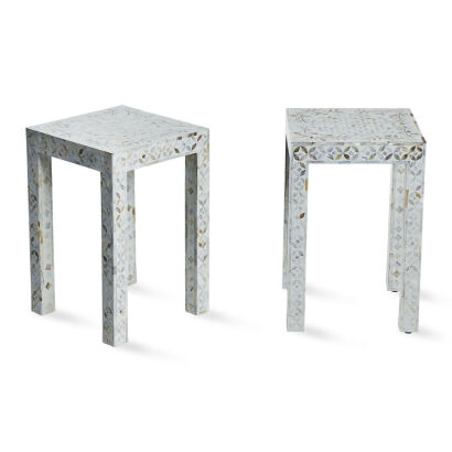 A Pair of Mother-Of-Pearl Inlaid Side Tables