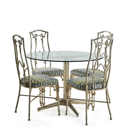 A Hollywood Regency Dining Table and Four Chairs