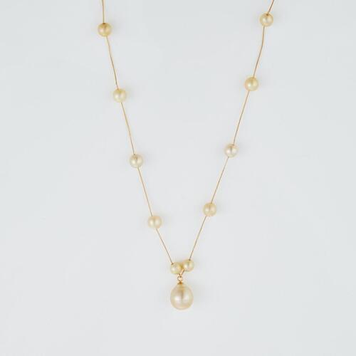 18ct Yellow Gold, 44cm Burmese Pearl Necklace