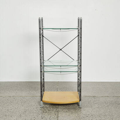 A Deluxe Early 1990s Glass And Steel Shelves From Matisse