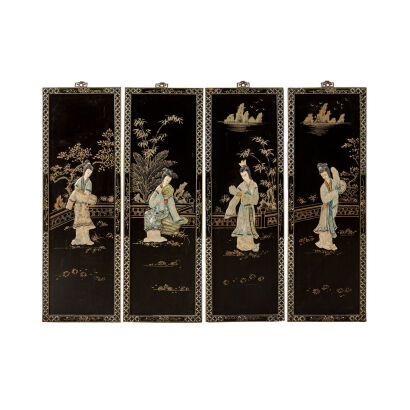 A Lacquered Chinese Quadriptych