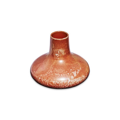 A Ruskin Orange Lustre Squat Vase 