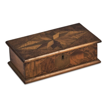 A William Norrie New Zealand Inlaid Timber Glove Box Mottled Kauri