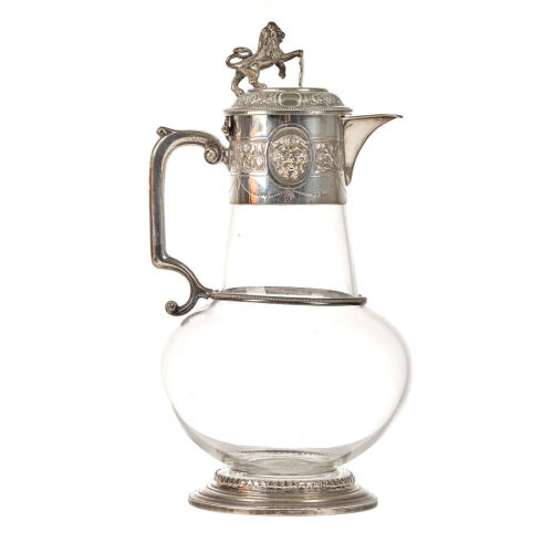 A Silver Plate and Glass Claret Jug