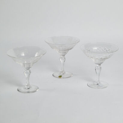 A Trio Of Stuart Crystal Footed Compotes