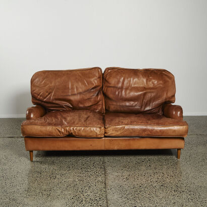 A Vintage Country Road Tan Leather Couch