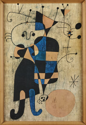 A Mid-Century People & Dog In The Sun Print by Joan Miro