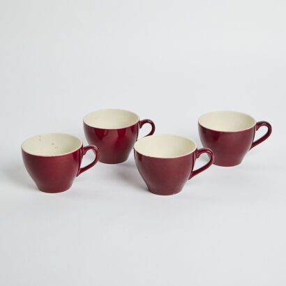 A Set Of Four Rare Crown Lynn Jumbo Tulip Cups In Palm