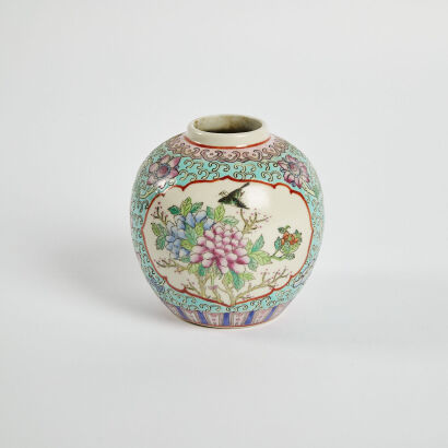 A Small Hand Painted Ginger Jar