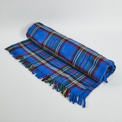 A Woollen Blue Tartan Rug