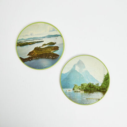 A Pair Of Round Vintage New Zealand Placemats