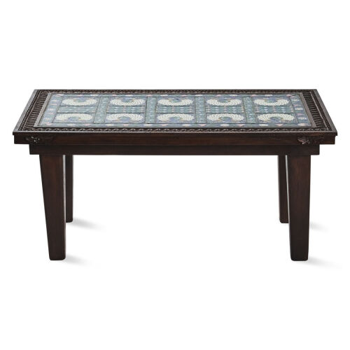 A Rajasthani Style Teak and Enamelled Table