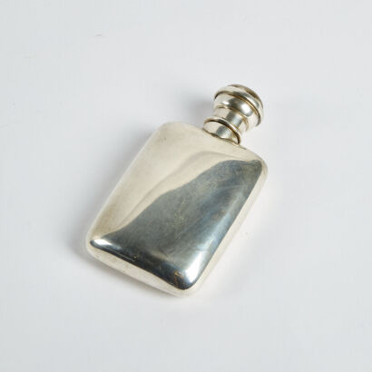 An 800 Sterling Silver Hip-Flask With Screw Top Lid And Stopper Hallmarks For Gozzini And Restelli Florence Italy C.1960s