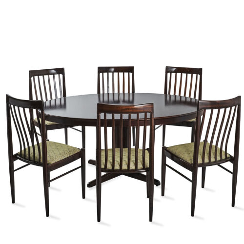An HW Klein for Bramin Dining Table and Six Chairs