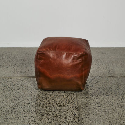 A Leather Cube Pouffe