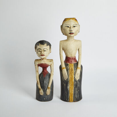 A Pair Of Vintage Javanese Traditional Wedding Dolls