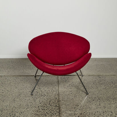 A Contemporary Design Orange Slice Chair In Red Fabric