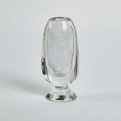 A Vintage Costa Boda Etched Crystal Vase