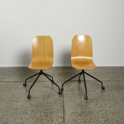 A Pair of Designer Tim Webber Formed Ply Chairs