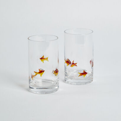 A Pair Of Vintage Glasses With Goldfish Details