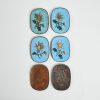 A Rare Set Of Six Oval Meiji Period Cloisonne Workers, c1880