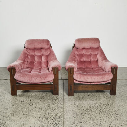 A Pair Of Grafton Everest Armchairs in the Brazilian Modern Style Circa 1970