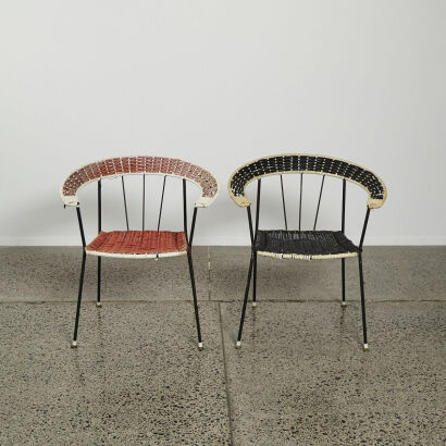 A Pair Of Mid-Century Plasticised NZ Made Rattan Patio Chairs