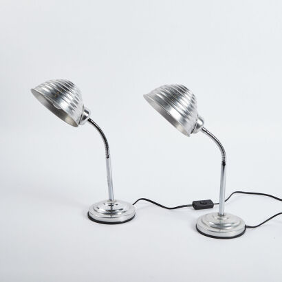 A Pair of Table Lamps with Beehive Shades