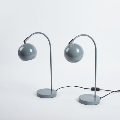 A Pair MCM Curved Eyeball Lamps in Grey