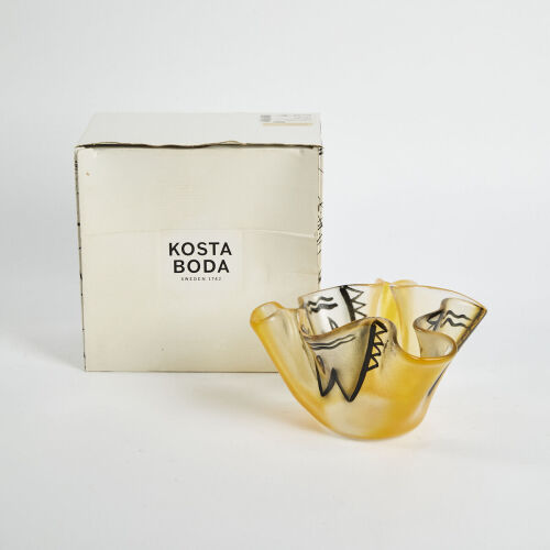 A Hand-Painted Kosta Boda Vase By Ulrica Hydman-Vallien