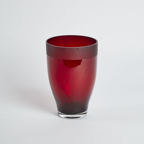 A Large Paloma Picasso Red Glass Vase For Villeroy And Boch