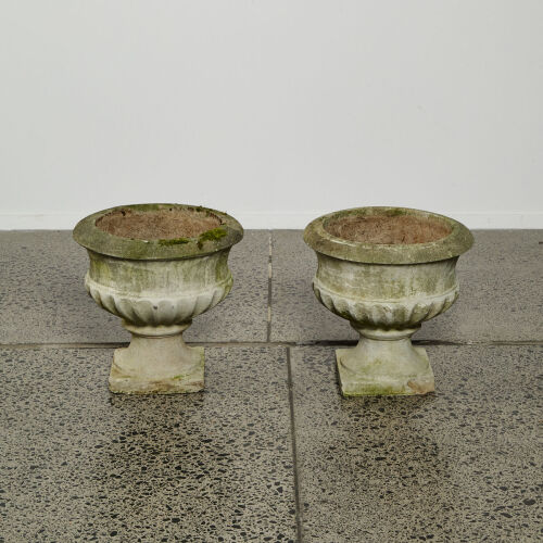 A Pair Of Classic Concrete Garden Urn Planters