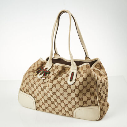 Gucci Canvas and Leather Web Princy Tote Bag