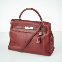 Hermès Rouge H Clemence Retourne Kelly 32 Bag