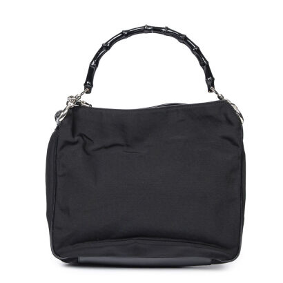 Gucci Canvas Black Bamboo Shoulder Bag