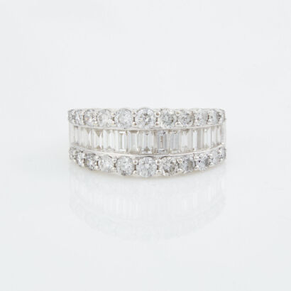 14ct White Gold, 2.00ct Diamond Dress Ring, Size O