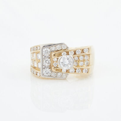 18ct Yellow Gold, Retro Style 1.66ct Diamond Ring