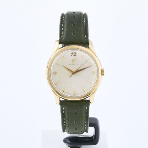 14ct Gold Filled, Gents, Omega Wristwatch on Green Leather Strap