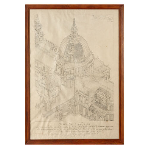 An Isometric Drawing of St Paul's Cathedral on Linen