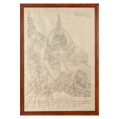 An Isometric Drawing of St Paul's Cathedral on Linen