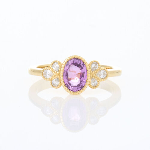 18ct Yellow Gold, Modern, 1.12ct Purple Sapphire and .30ct Diamond Ring
