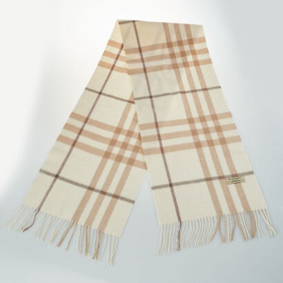 Burberry 100% Cashmere Checker Scarf