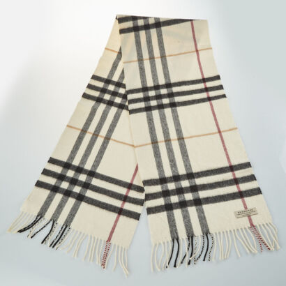 Burberry 100% Cashmere Checker Scarf