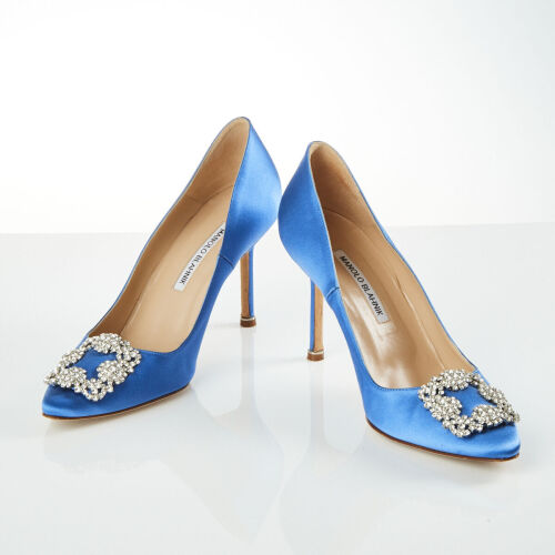 Manolo Blahnik Satin Hangisi Heels, Size 38 1/2