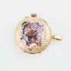 An Ornate, 14ct Yellow Gold Ladies Pocket Watch with Enamelled Caseback - 2