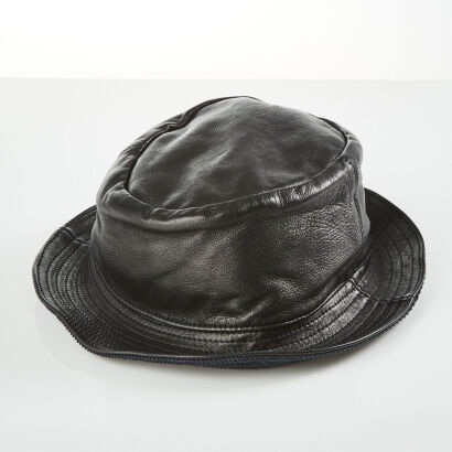 Salvatore Ferragamo Leather Bucket Hat, Size 57